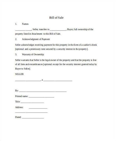 Free 36 Bill Of Sale Forms In Ms Word