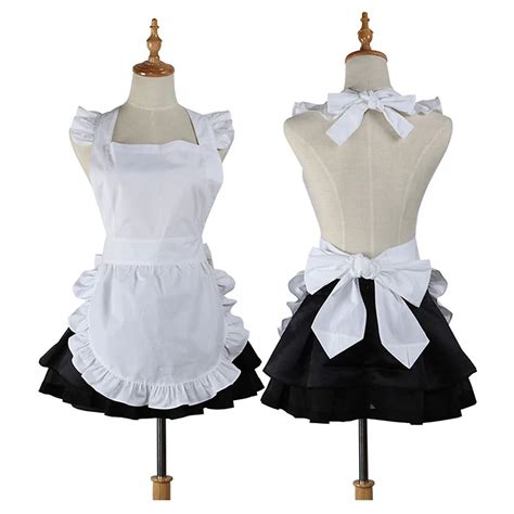 high quality cute cotton kitchen cooking apron restaurant waitress work apron for woman cosplay