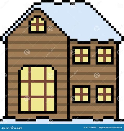 Vector Pixel Art Wood House Winter Stock Vector Illustration Of Home
