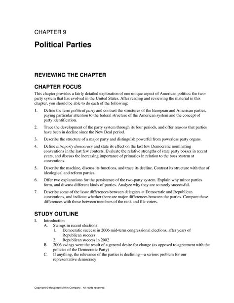 Chapter 9 Chapter 9 Political Parties Reviewing The Chapter Chapter