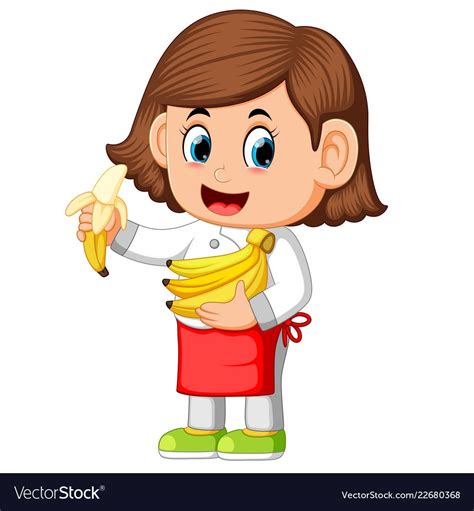 illustration of cute girl dressed like a chef holding bananas download a free preview … cute