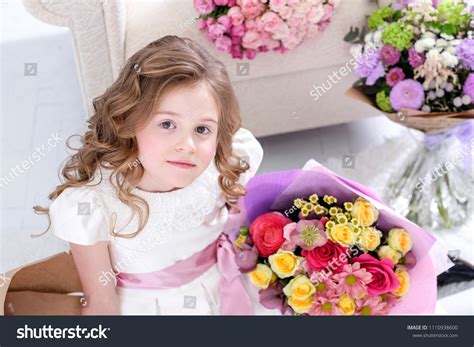 Baby Girl Flowers White Joy Stock Photo 1110938600 Shutterstock
