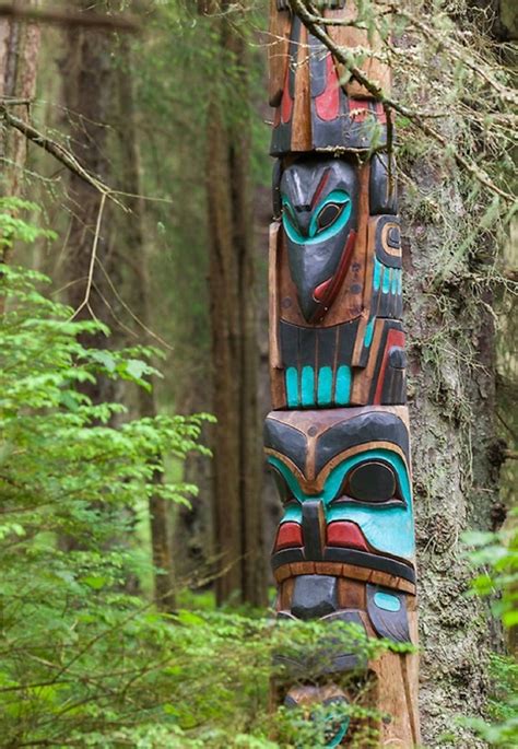 Totem Poles In The Sitka National Historic Park In Alaska Native