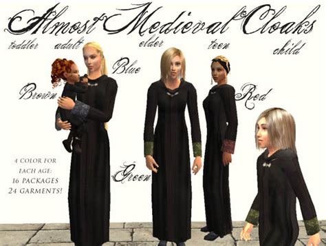 Mod The Sims Almost Medieval Cloaks Black Wool With Silver Buckle