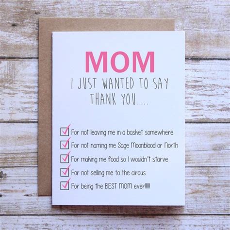 Funny Mom Birthday Card Happy Mothers Day Card Unique Dear Etsy