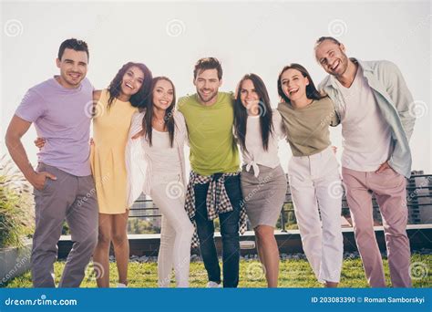 Photo Of Young Smiling Cheerful Positive Good Mood Happy Group Of