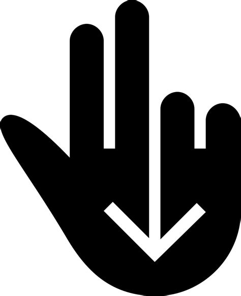 Swipe Down Gesture Of Three Fingers Of Black Hand Svg Png Icon Free