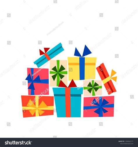 Big Pile Colorful Wrapped T Boxes Stock Vector Royalty Free