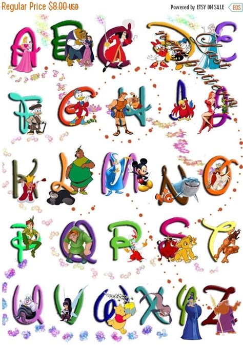 Alphabet Disney Characters Cross Stitch Alphabet Disney