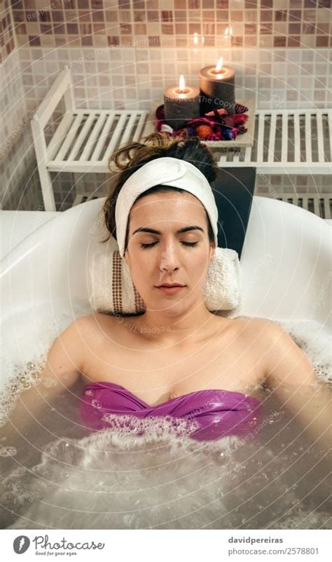 Woman Lying In Tub Doing Hydrotherapy Treatment A Royalty Free Stock Photo From Photocase