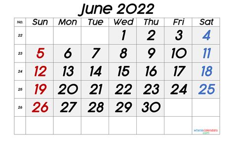 June 2022 Printable Calendar Printable Calendar 2021