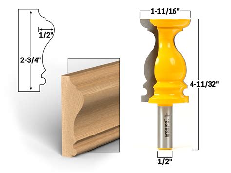 Line up the end of the chair rail with the miter box so that you cut it at a 90 degree angle. 2-3/4" Chair Rail Molding Router Bit - 1/2" Shank - Yonico ...