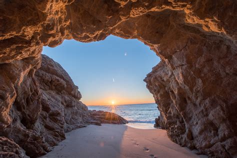 Malibu Sunset Landscape Seascape Sea Cave And Sea Stacks Fine Art California Malibu Pacific Ocean