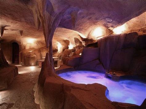 Unique Cave Indoor Pool Design Ideas With Cool Lighting Hot Tub Room