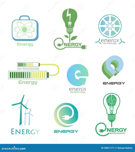 Set Energy Logos And Emblems Design Elements And Symbols Of Power