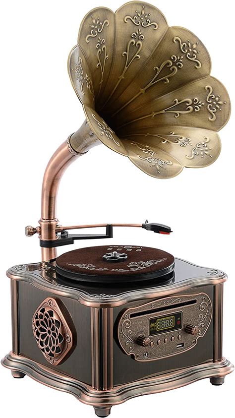 Amazon Com Bronze Vintage Classic Retro Antique Phonograph Gramophone Turntable Vinyl Record