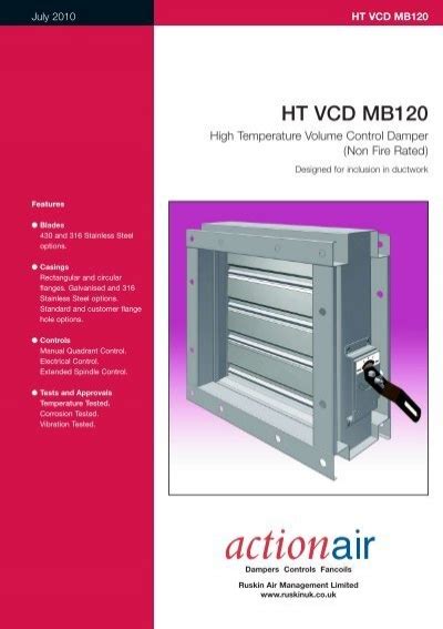 Ht Vcd Mb120 High Temperature Volume Control Damper Actionair