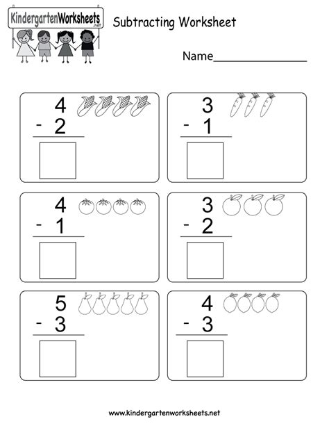 Printable worksheets with basic subtraction facts, subtraction flash cards, and subtraction games. Subtracting Worksheet - Free Kindergarten Math Worksheet ...