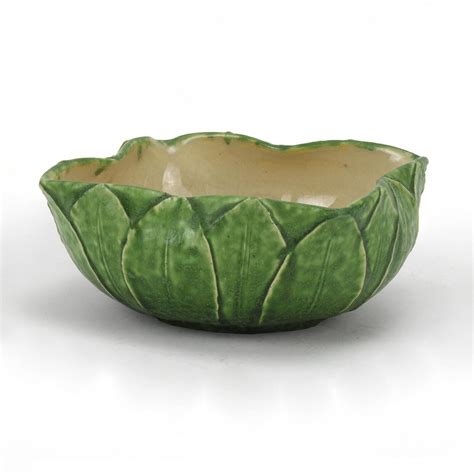 Grueby Pottery 7 Matte Green Square Bowl Overlapping Leaf Arts