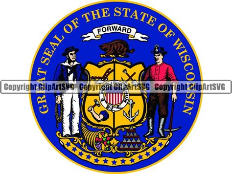 Wisconsin State Seal Flag Us Us United America American Etsy