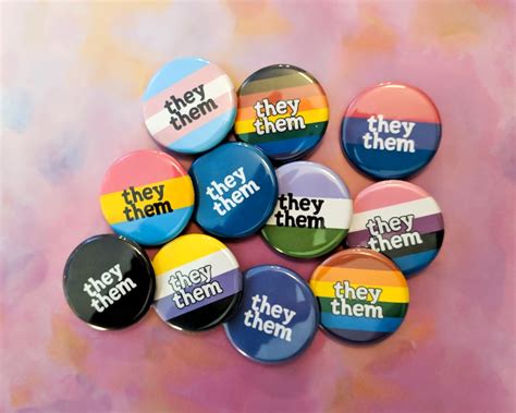 Pronoun Pins They Them Pronoun Badges Transgender Etsy