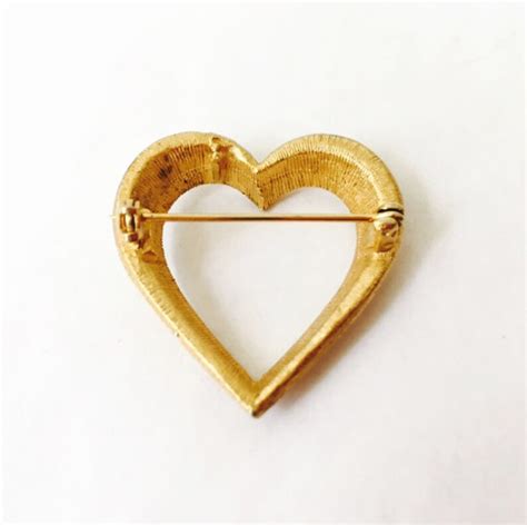 Gold Heart Pin Gold Heart Brooch Small Heart Pin Golden Etsy