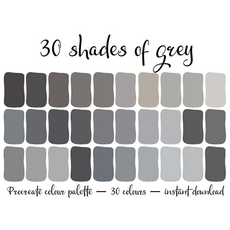 Shades Of Grey Colour Palette Etsy
