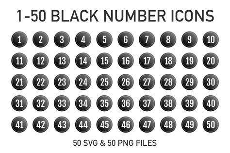 Black Round Number Icons Icons ~ Creative Market