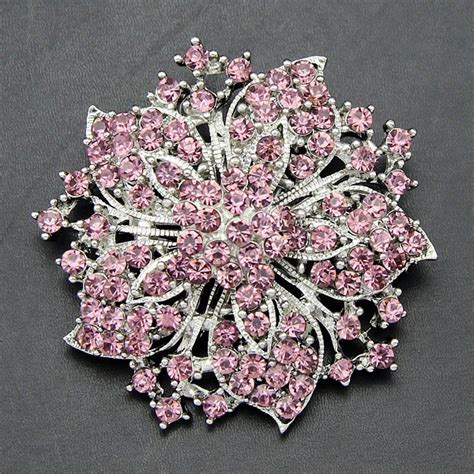 Silver Plated Crystal Bouquet Rhinestone Flower Brooch Pins Wedding