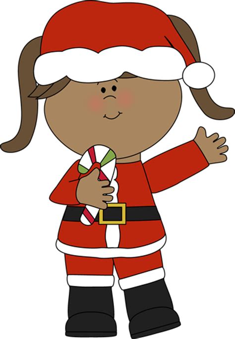 Girl Santa With A Candy Cane Clip Art Girl Santa With A
