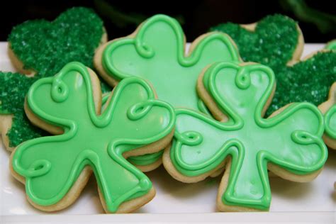 Shamrock Cookies St Patricks Day Cookies Fancy Sugar Cookies