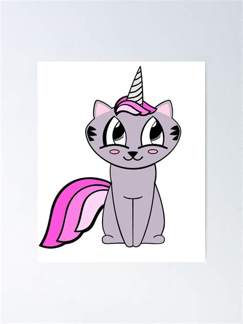 Unicorn Kitty Poster For Sale By Adametzb Redbubble