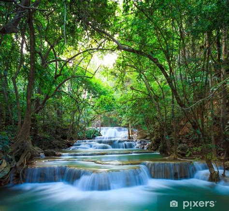 Fototapete Deep Forest Waterfall In Kanchanaburi Thailand Pixersde