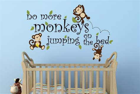 No More Monkeys Jumping On The Bed Decal Nursery Decor Monkey