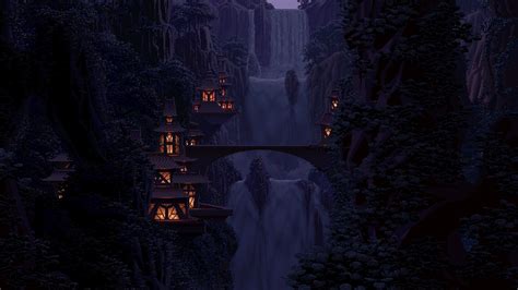 Download 1920x1080 Game Landscape Pixel Art Waterfall