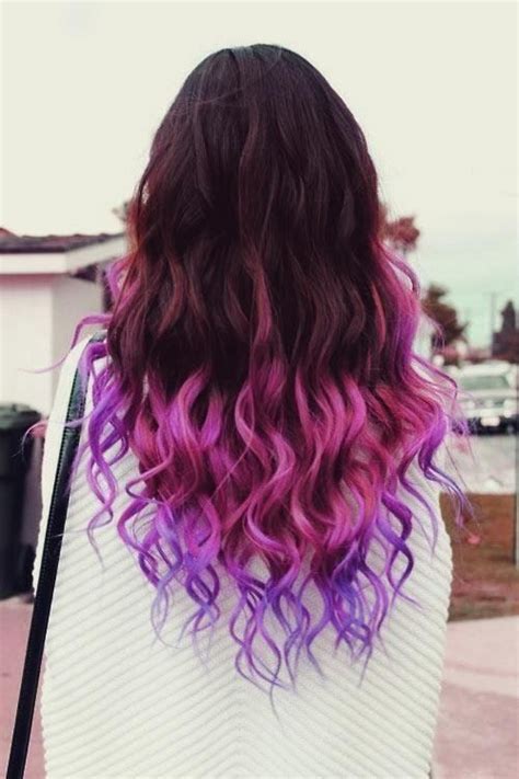 Purple Dip Dye Hair Hair Styles Purple Ombre Hair Dyed Curly Hair