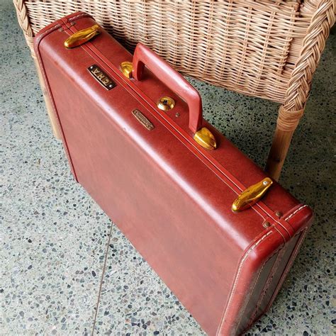 Vintage Burgundy Brown Briefcase Retro Attache Laptop Bag Lawyer