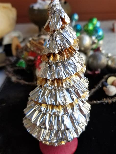 Vintage Christmas Silver And Gold Foil Tree 1960s Etsy