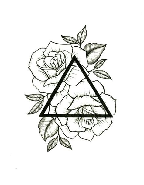 Flower line drawing line drawing tattoos flower line. Roses & Fire element symbol | Geometric tattoo, Tattoos ...