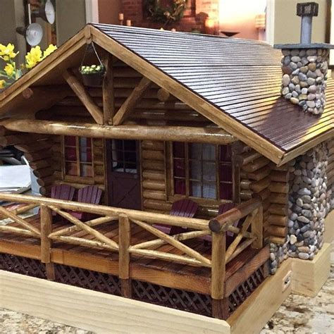 Custom Hand Made Miniature Log Cabin Birdhouse Etsy Log Cabin