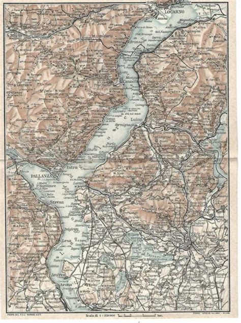 Carta Geografica Antica Lago Maggiore Old Antique Map Eur
