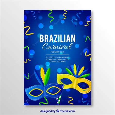 Free Vector Realistic Brazilian Carnival Party Flyerposter