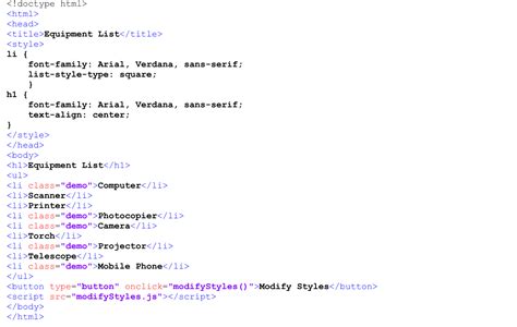Html Code For Paragraphs Buttons And List Items Attaching An External