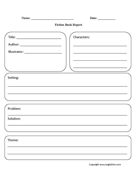 Englishlinx Book Report Worksheets For Middle School Book Report Temp