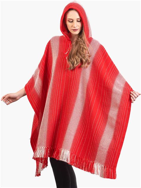 Inti Alpaca Hodded Soft Alpaca Poncho For Women With Striped Design
