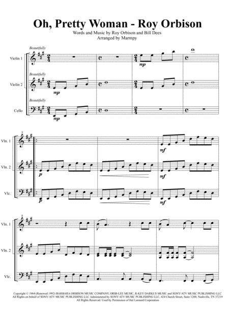 Oh Pretty Woman Roy Orbison Arranged For String Trio By Roy Orbison Digital Sheet Music