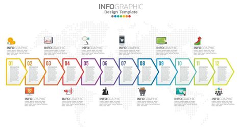 Square Chart Of 12 Month Timeline Template For Infogr