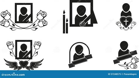 Funeral symbols stock vector. Illustration of flower - 57248575