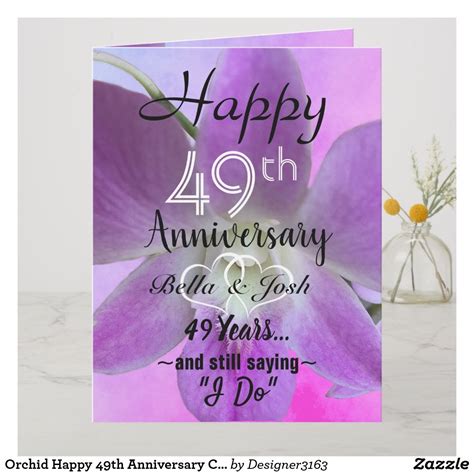 Orchid Happy 49th Anniversary Card With Quote Orchidflower Anniversarycards Anniversary