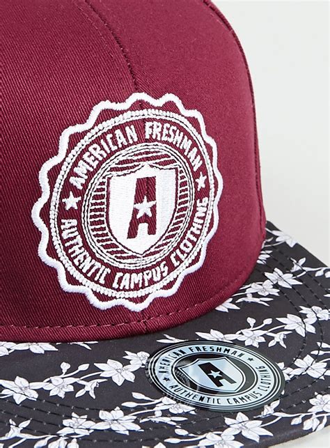 Burgundy American Freshman Branded Snapback Cap Hats For Men Snapback Cap Topman